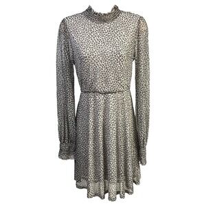 Mikey Joey Dress LGMulticolor Sheer Long Sleeve Animal Print Mockneck Retro Bold